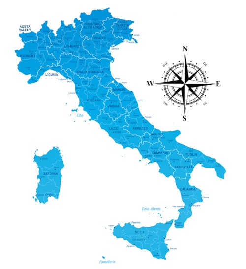 Karte: Bootsgutachten in Italien - Einsatzgebiete