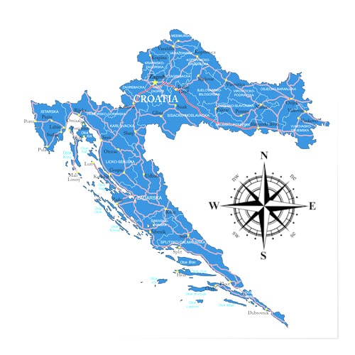 Karte: Yachtgutachten in Kroatien - Einsatzgebiete